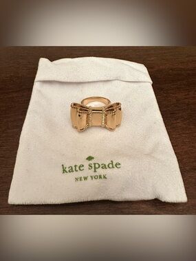 Authentic Kate Spade Big Bow Ring Gold Size 7 Excellent
